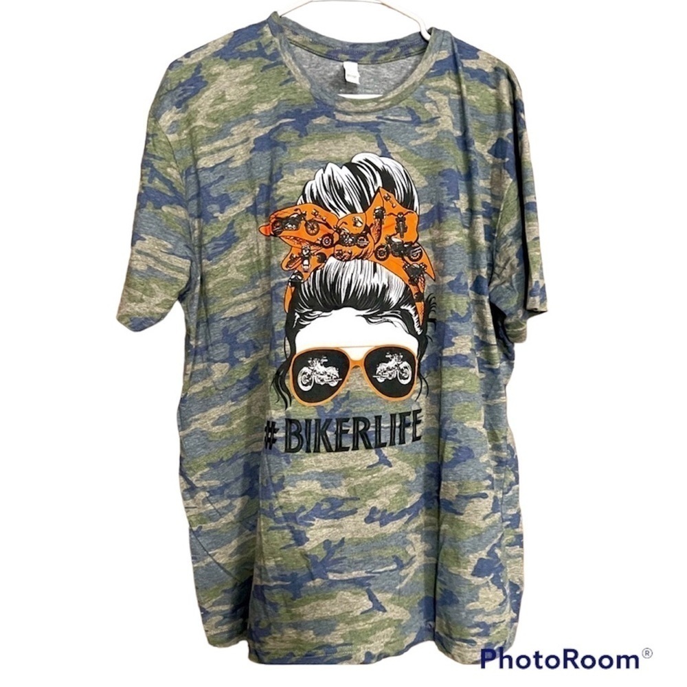 Live and Tell L.A.T. Green Camo with Orange, White and Black #Bikerlife …